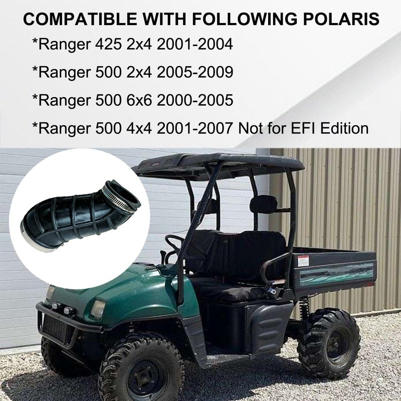 Vanlison Heavy-Duty Air Intake Boot & Hose Kit Compatible with Polaris Ranger 500/425 2x4/4x4/6x6 (2000-2009) - Direct Replacement # 5411976 5413062 | Durable Rubber + 2 Clips Included - Image 2